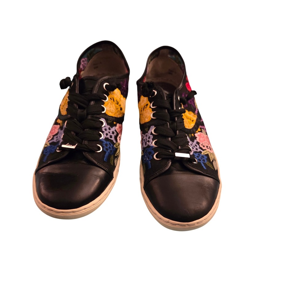 Donald J Pliner Midori-La Floral Embroidered Mesh Sneakers Blk Multi Women 8.5M